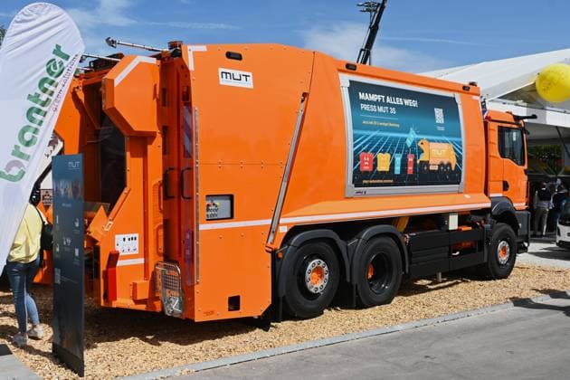 IFAT Munich 2026 is the worlds leading trade fair for water, sewage, waste and raw materials management The trade fair takes place every two years at the exhibition center in Munich Riem Photo MAN garbage truck at the MUT Steyr Automotive stand