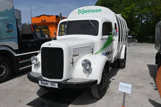 IFAT Munich 2026 is the worlds leading trade fair for water, sewage, waste and raw materials management The trade fair takes place every two years at the exhibition center in Munich Riem Photo Nehlsen Vintage Mercedes Benz truck, built in 1953, with Faun superstructure