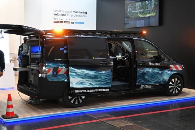 IFAT Munich 2026 is the worlds leading trade fair for water, sewage, waste and raw materials management The trade fair takes place every two years at the exhibition center in Munich Riem Photo booth seba KMT by Megger, Mercedes drinking water measuring van