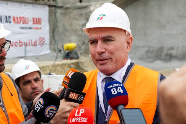 Breakthrough Achieved at Rocchetta Tunnel on Naples Bari Line The breakthrough of the final tunnel face in the Rocchetta Tunnel on the Apice Hirpinia section of the new Naples Bari high-speed and high-capacity line in Apice, Benevento on March, 5 2026. In photo Aldo Isi Chief Executive Officer and General Manager of RFI ABP16349 Copyright: xAntonioxBalascox