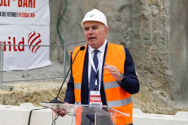 Breakthrough Achieved at Rocchetta Tunnel on Naples Bari Line The breakthrough of the final tunnel face in the Rocchetta Tunnel on the Apice Hirpinia section of the new Naples Bari high-speed and high-capacity line in Apice, Benevento on March, 5 2026. In photo Aldo Isi Chief Executive Officer and General Manager of RFI ABP16610 Copyright: xAntonioxBalascox