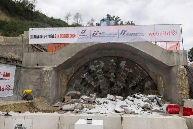 Breakthrough Achieved at Rocchetta Tunnel on Naples Bari Line The breakthrough of the final tunnel face in the Rocchetta Tunnel on the Apice Hirpinia section of the new Naples Bari high-speed and high-capacity line in Apice, Benevento on March, 5 2026. ABP17071 Copyright: xAntonioxBalascox