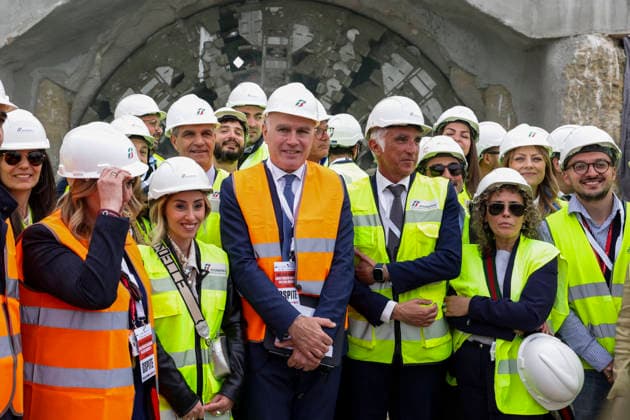 Breakthrough Achieved at Rocchetta Tunnel on Naples Bari Line The breakthrough of the final tunnel face in the Rocchetta Tunnel on the Apice Hirpinia section of the new Naples Bari high-speed and high-capacity line in Apice, Benevento on March, 5 2026. In photo Aldo Isi Chief Executive Officer and General Manager of RFI ABP17116 Copyright: xAntonioxBalascox