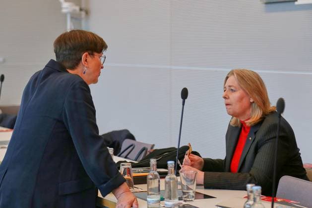 Berlin, Germany, 05 05 2026 German Bundestag SPD parliamentary group meeting Saskia Esken SPD and Federal Minister of Labor and Social Affairs Bärbel Bas SPD Copyright: xdtsxNachrichtenagenturx dts_117757