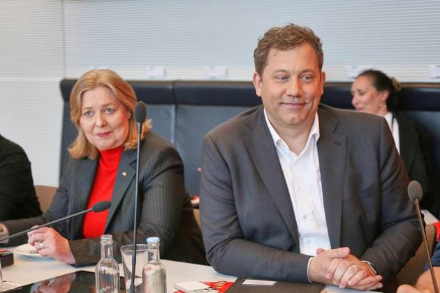 Berlin, Germany, 05 05 2026 German Bundestag SPD Parliamentary Group Meeting Federal Minister of Labor and Social Affairs Bärbel Bas SPD and Federal Minister of Finance Lars Klingbeil SPD Copyright: xdtsxNachrichtenagenturx dts_117739