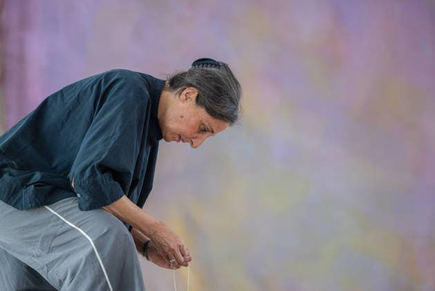 Dismantling of the artwork by artist Gotthard Graubner in the Great Hall of Bellevue Palace Germany, Berlin on 5 May 2026 Restorer Hana Streicher, She leads the dismantling of the painting in the large ballroom As part of the fundame