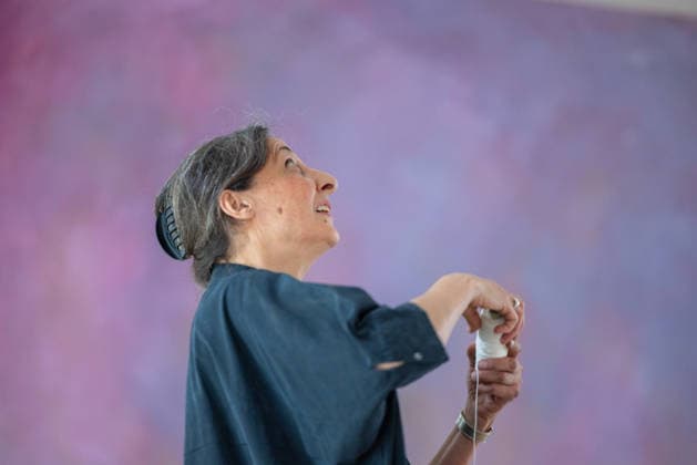 Dismantling of the artwork by artist Gotthard Graubner in the Great Hall of Bellevue Palace Germany, Berlin on 5 May 2026 Restorer Hana Streicher, She leads the dismantling of the painting in the large ballroom As part of the fundame