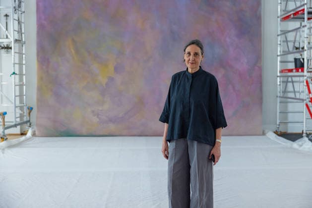 Dismantling of the artwork by artist Gotthard Graubner in the Great Hall of Bellevue Palace Germany, Berlin on 5 May 2026 Restorer Hana Streicher, She leads the dismantling of the painting in the large ballroom As part of the fundame