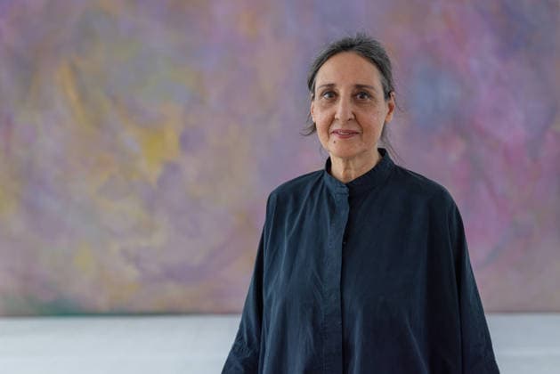 Dismantling of the artwork by artist Gotthard Graubner in the Great Hall of Bellevue Palace Germany, Berlin on 5 May 2026 Restorer Hana Streicher, She leads the dismantling of the painting in the large ballroom As part of the fundame
