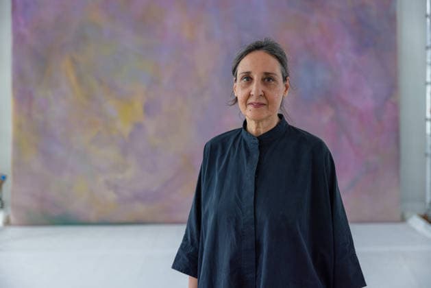 Dismantling of the artwork by artist Gotthard Graubner in the Great Hall of Bellevue Palace Germany, Berlin on 5 May 2026 Restorer Hana Streicher, She leads the dismantling of the painting in the large ballroom As part of the fundame