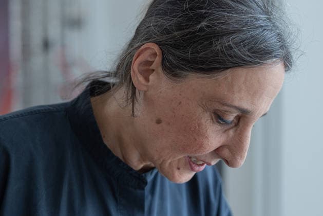 Dismantling of the artwork by artist Gotthard Graubner in the Great Hall of Bellevue Palace Germany, Berlin on 5 May 2026 Restorer Hana Streicher, She leads the dismantling of the painting in the large ballroom As part of the fundame