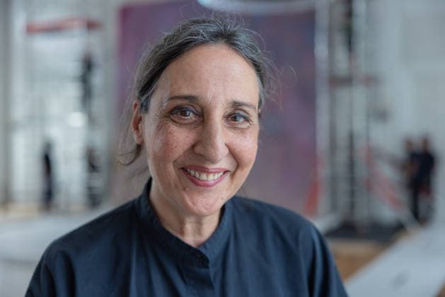 Dismantling of the artwork by artist Gotthard Graubner in the Great Hall of Bellevue Palace Germany, Berlin on 5 May 2026 Restorer Hana Streicher, She leads the dismantling of the painting in the large ballroom As part of the fundame