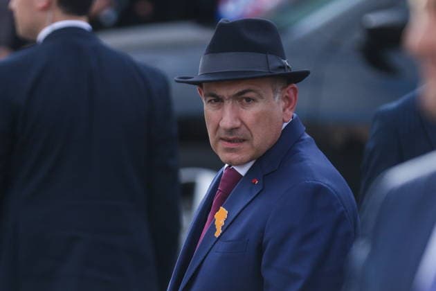 ARMENIA, GYUMRI - MAY 5, 2026: Nikol Pashinyan, Prime Minister of Armenia, arrives for a ceremony to lay flowers at the memorial to the 1988 Spitak earthquake titled For the Innocent Victims, For the Merciful Hearts and situated in Vardanants Square. Alexander Patrin TASS  92080557