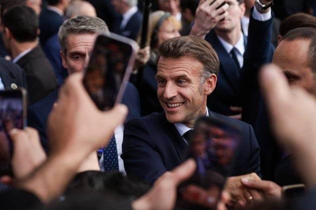 ARMENIA, GYUMRI - MAY 5, 2026: Emmanuel Macron, President of France, arrives for a ceremony to lay flowers at the memorial to the 1988 Spitak earthquake titled For the Innocent Victims, For the Merciful Hearts and situated in Vardanants Square. Alexander Patrin TASS  92080565