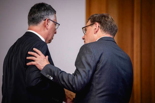 R L Johann Wadephul CDU , Federal Foreign Minister, and Gideon Sa ar, Foreign Minister of Israel, photographed during a meeting in Berlin, 05 05 2026 Photographed on behalf of the Federal Foreign Office Berlin Germany Copyright: xJulianexSonntag AAx