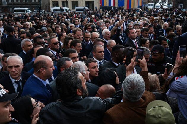 ARMENIA, GYUMRI - MAY 5, 2026: Spectators gather for a concert titled Musical Bridge: Armenia - France and held in Vardanants Square to mark friendship between the two countries Gyumri Armenia  - ZUMAt113 20260505_zaa_t113_342 Copyright: xAlexanderxPatrinx