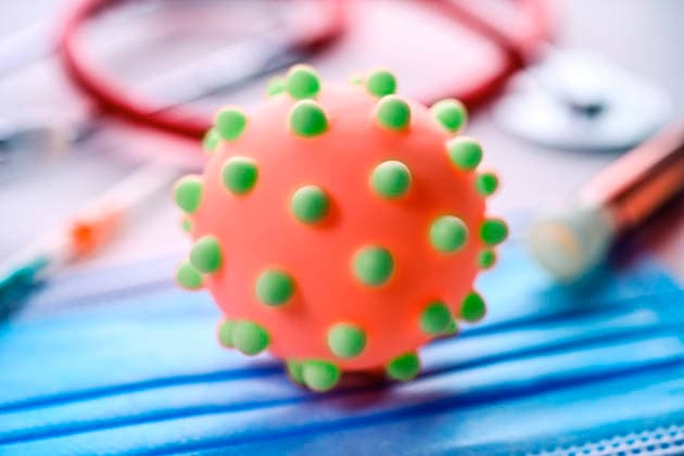 PHOTOMONTAGE, virus model, symbol photo hantavirus, virus infection Hamburg Hamburg Germany FOR EDITORIAL PURPOSES ONLY EDITORIAL USE ONLY