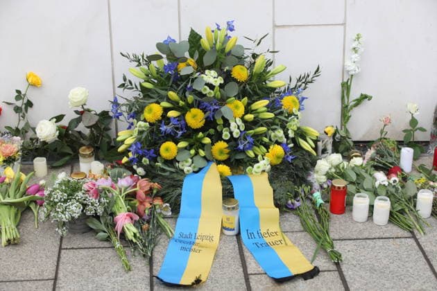 Burkhard Jung at the wreath-laying ceremony for the victims of the rampage In the pedestrian zone of Leipzigs city center on Monday, a 33-year-old man from Leipzig drove his car into a crowd of people Two people died and many were injured Only a bollard stopped the car at the end of Grimmaische Straße Leipzig, 05 05 2026 Copyright: xAgenturxMatthiasxWehnertx xM.xGränzdörferx