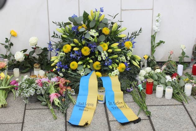 Burkhard Jung at the wreath-laying ceremony for the victims of the rampage In the pedestrian zone of Leipzigs city center on Monday, a 33-year-old man from Leipzig drove his car into a crowd of people Two people died and many were injured Only a bollard stopped the car at the end of Grimmaische Straße Leipzig, 05 05 2026 Copyright: xAgenturxMatthiasxWehnertx xM.xGränzdörferx