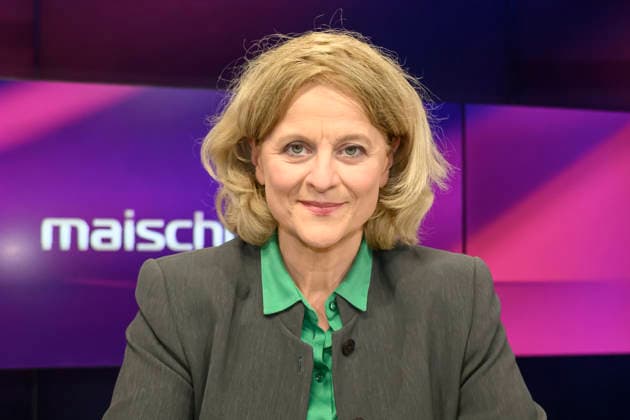 v l Kristina Dunz RND , GER, Berlin, Studio, guest on Maischberger, political talk show, TV, format, with presenter Sandra Maischberger, Das Erste, from Adlershof Am Studio 20, 05 May 2026, Copyright: HMBxMedia UwexKoch