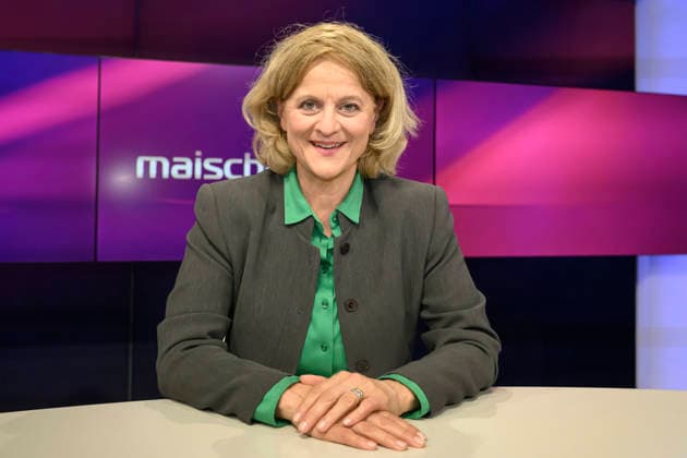 v l Kristina Dunz RND , GER, Berlin, Studio, guest on Maischberger, political talk show, TV, format, with presenter Sandra Maischberger, Das Erste, from Adlershof Am Studio 20, 05 May 2026, Copyright: HMBxMedia UwexKoch