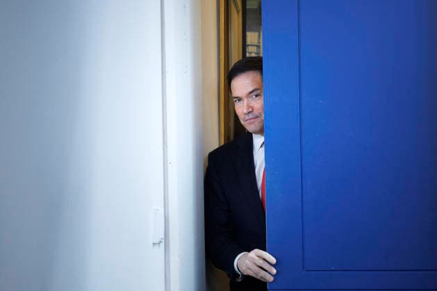 U.S. Secretary of State Marco Rubio opens the door for a White House Press Briefing inside the James S. Brady Briefing Room at The White House in Washington, DC on Tuesday, May 5, 2026.  WASP20260505128 TomxBrenner