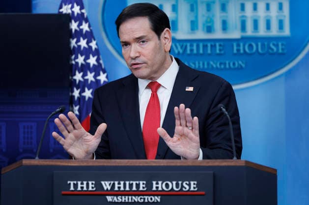U.S. Secretary of State Marco Rubio speaks during a White House Press Briefing inside the James S. Brady Briefing Room at The White House in Washington, DC on Tuesday, May 5, 2026.  WASP20260505127 TomxBrenner