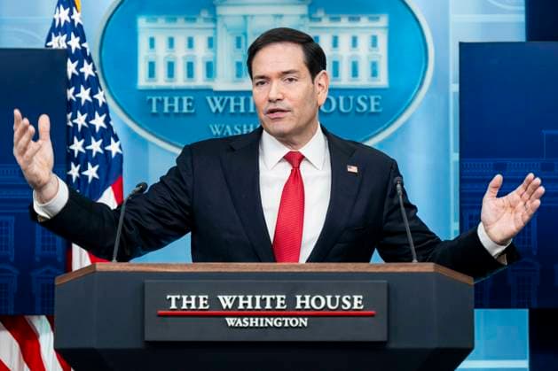 May 5, 2026, Washington, District Of Columbia, USA: U.S. Secretary of State MARCO RUBIO speaking at a press briefing in the White House Press Briefing Room in Washington, DC. Washington USA - ZUMAb161 20260505_aap_b161_012 Copyright: xMichaelxBrochsteinx