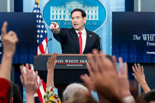 May 5, 2026, Washington, District Of Columbia, USA: U.S. Secretary of State MARCO RUBIO speaking at a press briefing in the White House Press Briefing Room in Washington, DC. Washington USA - ZUMAb161 20260505_aap_b161_009 Copyright: xMichaelxBrochsteinx