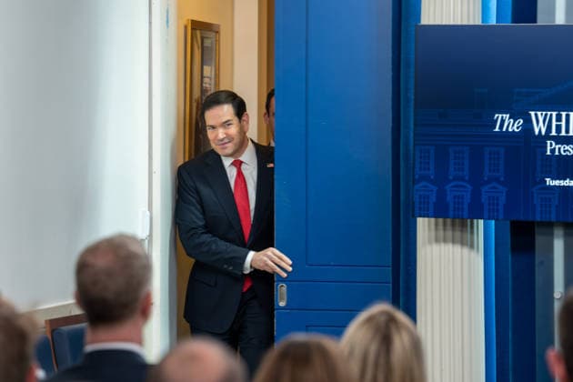 May 5, 2026, Washington, Dc, United States: Secretary of State Marco Rubio hosts the White House press briefing on May 5, 2026. Rubio is taking the place of White House Press Secretary Karoline Leavitt who is on maternity leave. Washington United States - ZUMAl312 20260505_znp_l312_027 Copyright: xAndrewxLeydenx