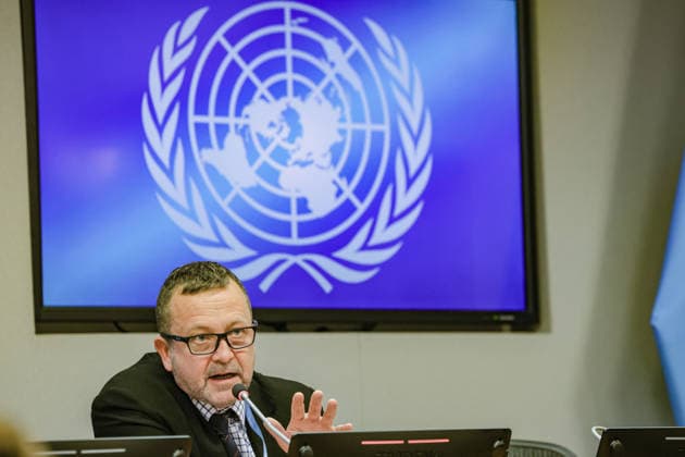 May 5, 2026, New York, New York, USA: JONATHAN PRENTICE, Head of the UN Network on Migration, speaks during a press briefing at UNHQ on the launch of the World Migration Report during the Second International Migration Review Forum (IMRF). The briefing focused on migration trends, data and international cooperation, with representatives from the International Organization for Migration (IOM) and the UN Network on Migration discussing the report and its relevance to IMRF discussions. New York USA - ZUMAo116 20260505_znp_o116_015 Copyright: xBiancaxOterox