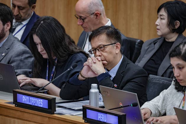 May 5, 2026, New York, New York, USA: A representative of the Philippines sits in deep concentration during the second day of the Second International Migration Review Forum (IMRF) at UNHQ. The Philippines addressed migrant worker protection, fair recruitment, safe and regular pathways, labor mobility and international cooperation for countries of origin and destination. New York USA - ZUMAo116 20260505_znp_o116_048 Copyright: xBiancaxOterox