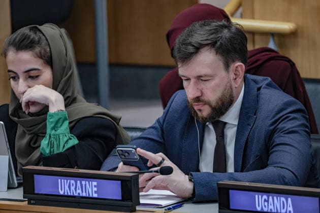 May 5, 2026, New York, New York, USA: A representative of Ukraine speaks during the second day of the Second International Migration Review Forum (IMRF) at UNHQ. Ukraine addressed the impact of war-driven displacement, migrant protection and the need for continued international cooperation to support people forced to leave their homes. New York USA - ZUMAo116 20260505_znp_o116_044 Copyright: xBiancaxOterox