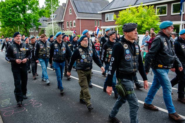 Liberation Day parade held in Wageningen - 05 May 2026 The Dutch veteran bikers association seen marching during the parade. The Liberation Parade reunites veterans and military successors to pay tribute to all those who gave their lives during WWII and to international military cooperation. Like in previous years, Canadian and English WWII veterans led the parade. Wageningen Netherlands Copyright: xAnaxFernandezx xSOPAxImagesx Ana_Fernandez_05052026_LiberationDayWageningen_021