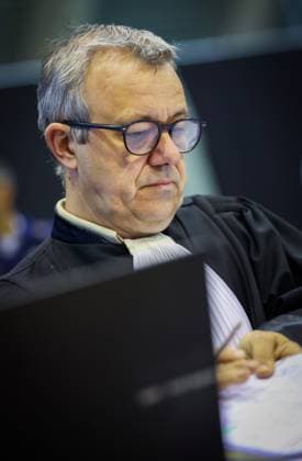 Lawyer Frank Discepoli, defending P. Falzone pictured during the third day of the trial of P. and A. Falzone, at the Court of Appeal of Mons, on Wednesday 06 May 2026. The trial of the two men concerns the 2022 tragedy in Strepy-Bracquegnies, where a car plowed into a carnival parade around 5:00. Six people died at the scene, and a seventh months later in the hospital. P. Falzone is charged with seven murder and 81 attempted murder. A. Falzone with failure to render aid to a person in danger.  VIRGINIExLEFOUR 173002630