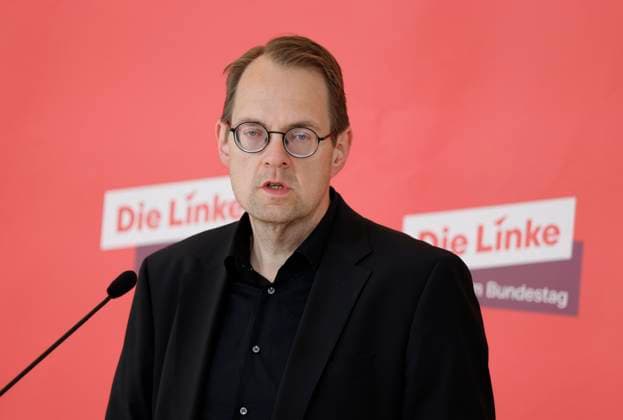 Germany, Berlin, Reichstag, Left Party parliamentary group in the Bundestag, Press conference with Sören Pellmann