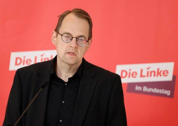 Germany, Berlin, Reichstag, Left Party parliamentary group in the Bundestag, Press conference with Sören Pellmann