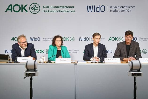 Berlin, Germany, 06 05 2026 House of the Federal Press Conference Press conference AOK BV and WIdO Hospital Report 2026 First interim assessment of the hospital reform L R Kai Behrens, Carola Reimann, David Scheller Kreinsen, Alexander Geissler Copyright: xdtsxNachrichtenagenturx dts_117924