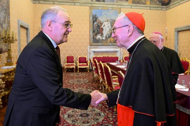 ITALY- REL VATICAN -POPE LEO XVI MEETS WITH HIS EXCELLENCY MR.GUY PARMELIN PRESIDENT OF THE SWISS CONFEDERATION May 6, 2026 ITALY REL - Vatican, May 6, 2026 Pope Leo XIV meets with His Excellency Mr. Guy Parmelin, President of the Swiss Confederation, who will attend the swearing-in ceremony for the new recruits of the Pontifical Swiss Guard at the Vatican EDITORIAL USE ONLY - NO BOOKS Copyright: xVATICANxMEDIAx xCatholicxPressxPhotox
