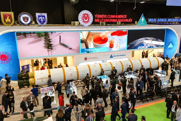 SAHA 2026 Defense Expo continues in Istanbul ISTANBUL, TURKIYE - MAY 6: The intercontinental hypersonic ballistic missile YILDIRIMHAN, developed by the Ministry of National Defense (MSB) R and D Center, draws attention from visitors during the exhibition the SAHA 2026 International Defense, Aerospace, and Space Industry Fair in Istanbul, Turkiye on May 6, 2026. Cem Tekkesinoglu Anadolu Istanbul Turkey. Editorial use only. Please get in touch for any other usage.  Copyright: x2026xAnadoluxCemxTekkesinoglux