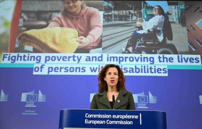 European Commission Vice-President Roxana Mînzatu BRUSSELS, BELGIUM - MAY 06: European Commission Vice-President Roxana Minzatu holds a press conference regarding the Commission s measures to combat poverty and improve the lives of individuals with disabilities in Brussels, Belgium on May 06, 2026. Dursun Aydemir Anadolu Brussels Belgium. Editorial use only. Please get in touch for any other usage.  Copyright: x2026xAnadoluxDursunxAydemirx