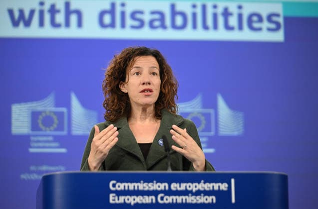 European Commission Vice-President Roxana Mînzatu BRUSSELS, BELGIUM - MAY 06: European Commission Vice-President Roxana Minzatu holds a press conference regarding the Commission s measures to combat poverty and improve the lives of individuals with disabilities in Brussels, Belgium on May 06, 2026. Dursun Aydemir Anadolu Brussels Belgium. Editorial use only. Please get in touch for any other usage.  Copyright: x2026xAnadoluxDursunxAydemirx