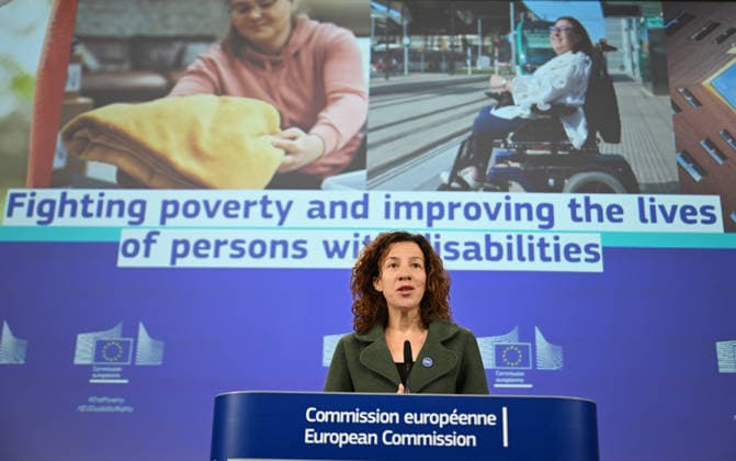 European Commission Vice-President Roxana Mînzatu BRUSSELS, BELGIUM - MAY 06: European Commission Vice-President Roxana Minzatu holds a press conference regarding the Commission s measures to combat poverty and improve the lives of individuals with disabilities in Brussels, Belgium on May 06, 2026. Dursun Aydemir Anadolu Brussels Belgium. Editorial use only. Please get in touch for any other usage.  Copyright: x2026xAnadoluxDursunxAydemirx