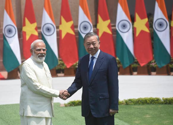 India: To Lam, President of Vietnam meets Prime Minister Narendra Modi in New Delhi To Lam, President of Vietnam, meets Prime Minister Narendra Modi. The two leaders are expected to hold wide-ranging discussions covering bilateral cooperation, as well as regional and global issues. New Delhi India Copyright: SondeepxShankar