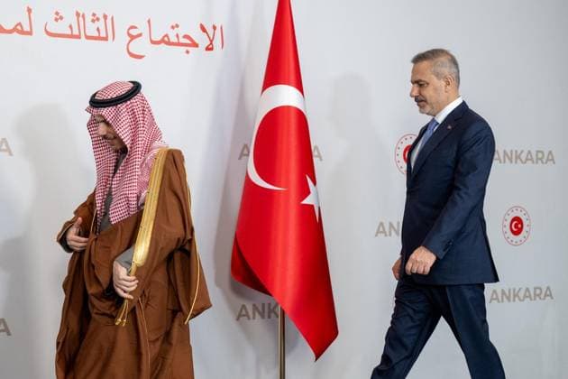 3rd Turkish-Saudi Coordination Council Meeting ANKARA, TURKIYE - MAY 6: Turkish Foreign Minister Hakan Fidan meets with the Saudi Foreign Minister Faisal bin Farhan Al Saud during the 3rd Turkish-Saudi Coordination Council Meeting on May 6, 2026, in Ankara, Turkiye. Mustafa Hatipoglu Anadolu Ankara Turkey. Editorial use only. Please get in touch for any other usage.  Copyright: x2026xAnadoluxMustafaxHatipoglux
