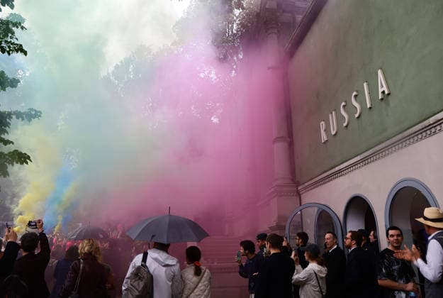 Pussy Riot and Femen sit-in at the Russian Pavilion at the 2026 Venice Biennale  Copyright: xMatteoxChinellatox xipa-agency.netx xipa-agency.netx xMatteoxChinellatox IPA_Agency_IPA74470168