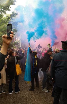 Pussy Riot and Femen sit-in at the Russian Pavilion at the 2026 Venice Biennale  Copyright: xMatteoxChinellatox xipa-agency.netx xipa-agency.netx xMatteoxChinellatox IPA_Agency_IPA74470185