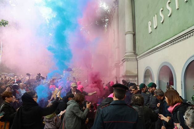 Pussy Riot and Femen sit-in at the Russian Pavilion at the 2026 Venice Biennale  Copyright: xMatteoxChinellatox xipa-agency.netx xipa-agency.netx xMatteoxChinellatox IPA_Agency_IPA74470192