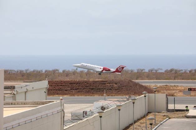 (260506) -- PRAIA, May 6, 2026 -- An aircraft involved in the evacuation of passengers suspected of hantavirus infection takes off from Nelson Mandela International Airport in Praia, Cabo Verde, on May 6, 2026. Cabo Verde on Wednesday carried out an air evacuation of three passengers suspected of hantavirus infection from the Dutch cruise ship MV Hondius, which had been anchored off the capital, Praia. The evacuation was conducted under strict security and health protocols, with personnel from the national police and public health services deployed from the Port of Praia to Nelson Mandela International Airport on Santiago Island. The three passengers were transferred by air ambulance, with the two aircraft departing at 10:55 a.m. l 