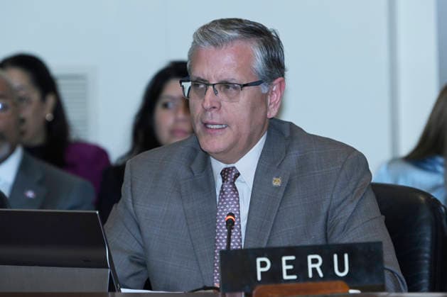 The Permanent Representative of Peru to the Organization of American States (OAS), Rodolfo Coronado Molina, speaks during a regular session of the Permanent Council this Wednesday in Washington, USA, 06 May 2026. The OAS highlighted the progress made in supporting Haiti amid its prolonged security crisis and called for strengthening the implementation of the Roadmap for Stability and Peace in the Caribbean nation. The OAS highlights the progress made in supporting Haiti and calls for strengthening the roadmap !ACHTUNG: NUR REDAKTIONELLE NUTZUNG!  Copyright: xLeninxNollyx USA560 20260506-55020200173_1